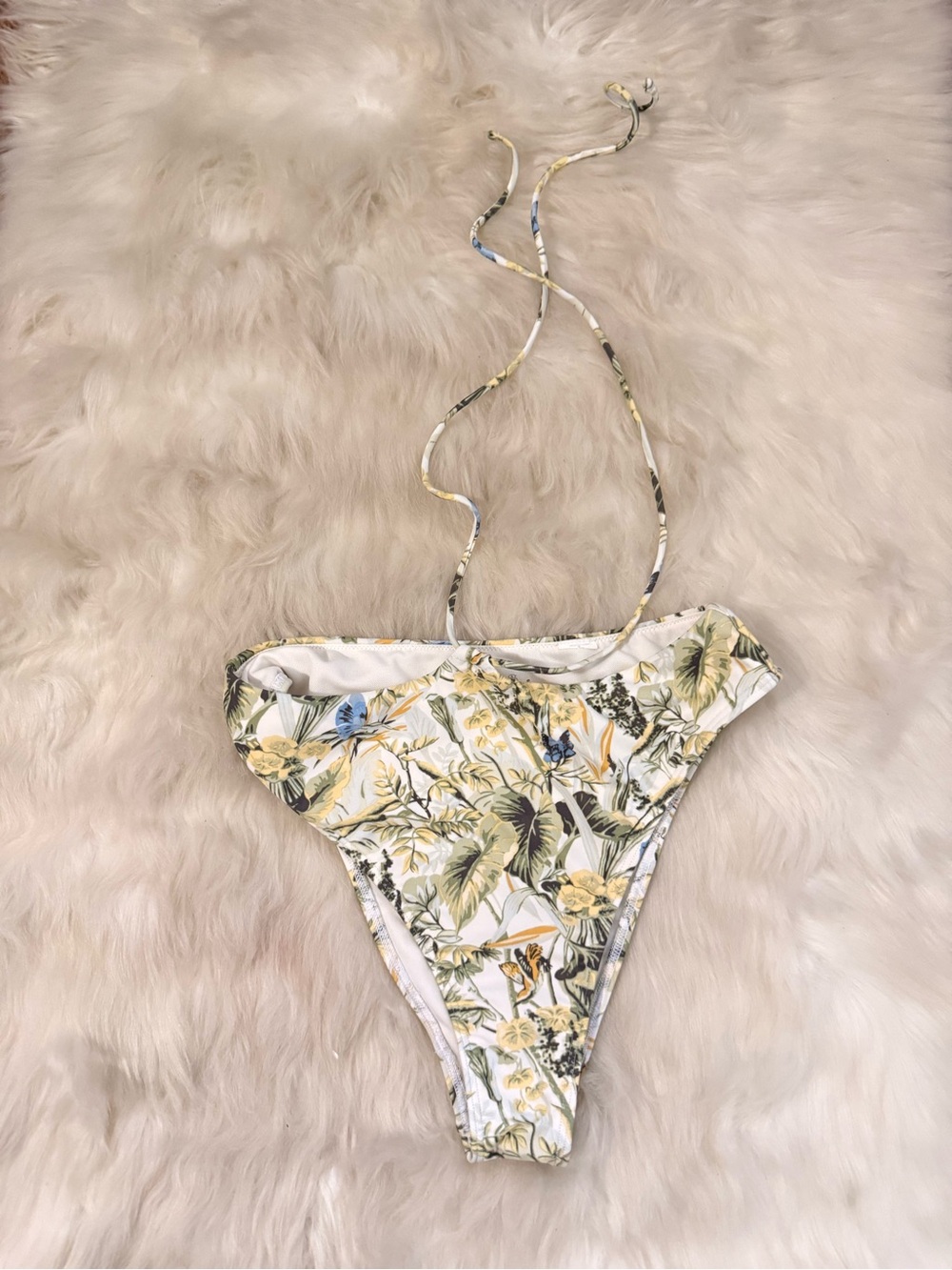 Abercrombie & Fitch White Floral High-Cut Bikini Bottom